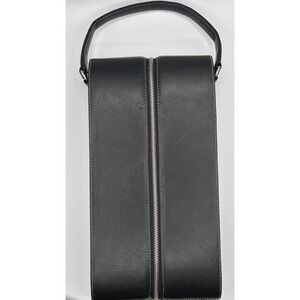 FOSSIL‎ Executive NEW Black Pebble Leather Two Bottle Wine Carrier Travel Vacay